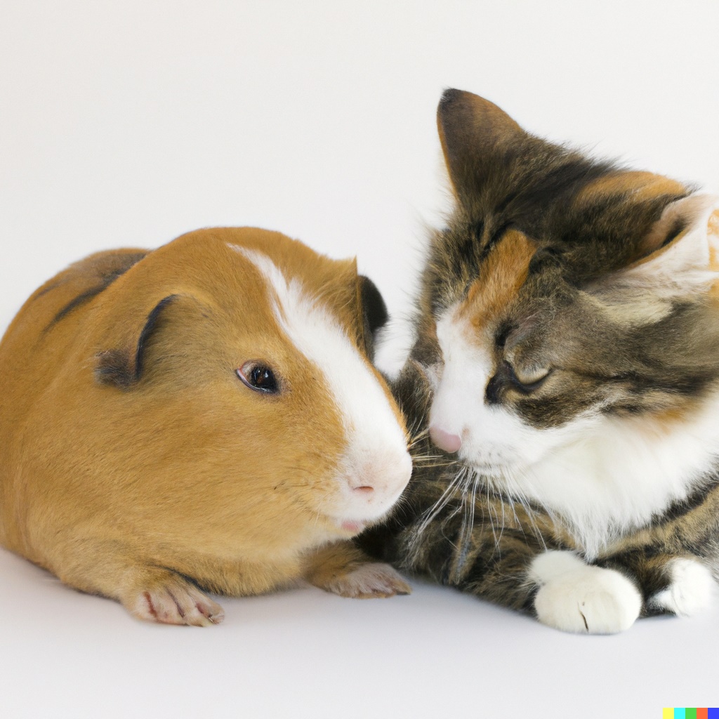 can guinea pigs and cats get along ?